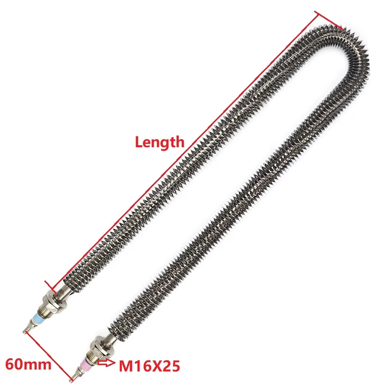 220v 0.5/0.8/1/1.2/1.5/1.8/2/2.5/2.8//3kw Stainless Steel Finned Heating Element M16 Tubular Heater U Shape Air Fin Heater