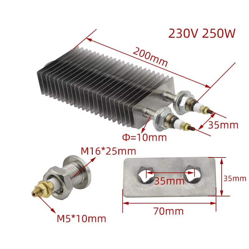 35x70mm Fin Heater 230v Stainless Steel Hot Air Fin Heater M16 Thread Electric Oven Baking Finned Heating Element