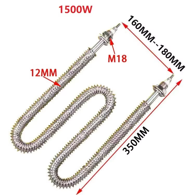 Customizable Finned Heating Element M18 Thread Tubular Air Fin Heater W Shape Heater Element for Oven/Load Bank 220v/380v