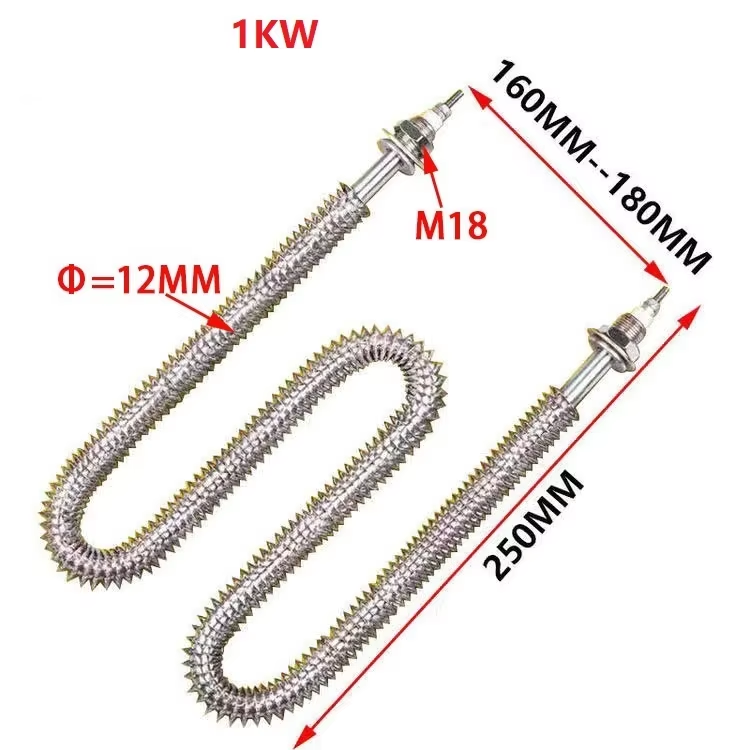Customizable Finned Heating Element M18 Thread Tubular Air Fin Heater W Shape Heater Element for Oven/Load Bank 220v/380v