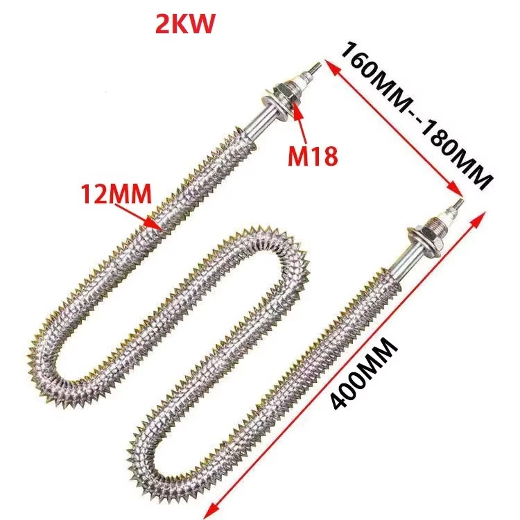 Customizable Finned Heating Element M18 Thread Tubular Air Fin Heater W Shape Heater Element for Oven/Load Bank 220v/380v