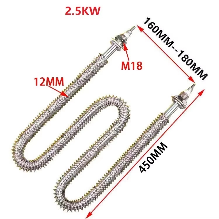 Customizable Finned Heating Element M18 Thread Tubular Air Fin Heater W Shape Heater Element for Oven/Load Bank 220v/380v